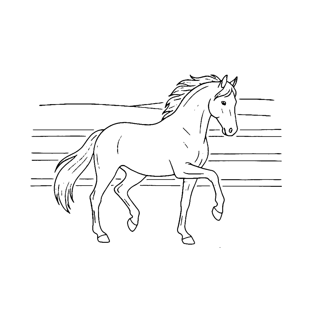 Horse coloring page: Dressage Horse Pose, outline to print