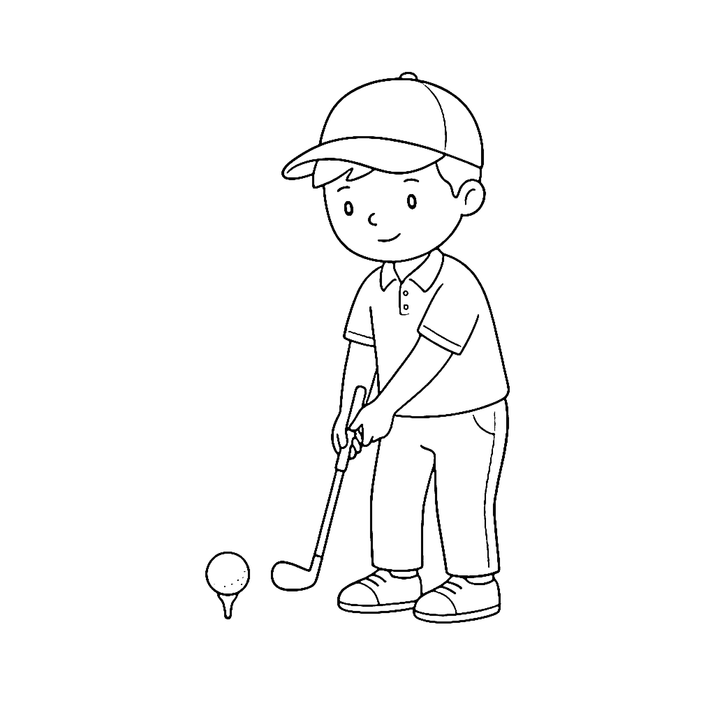 Golfer coloring page: Golfer Tee Stance, outline to print