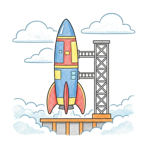 Rocket Launch Tower, colored example