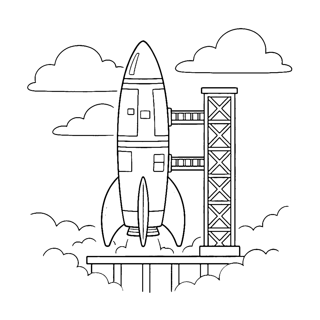 Rocket Launch Tower coloring page outline