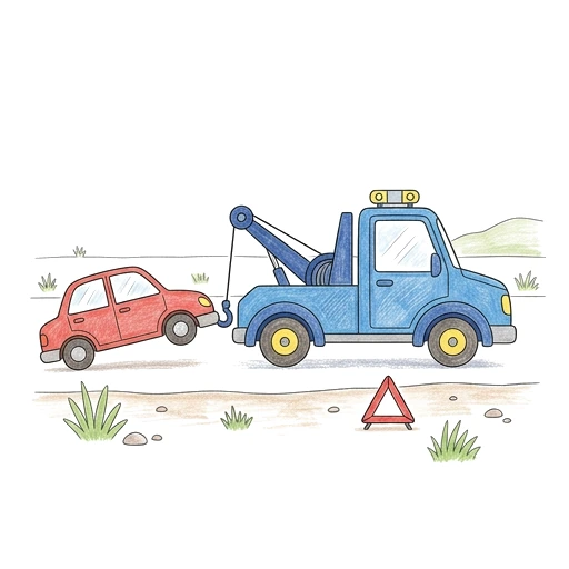 Tow Truck Flat Tire, colored example