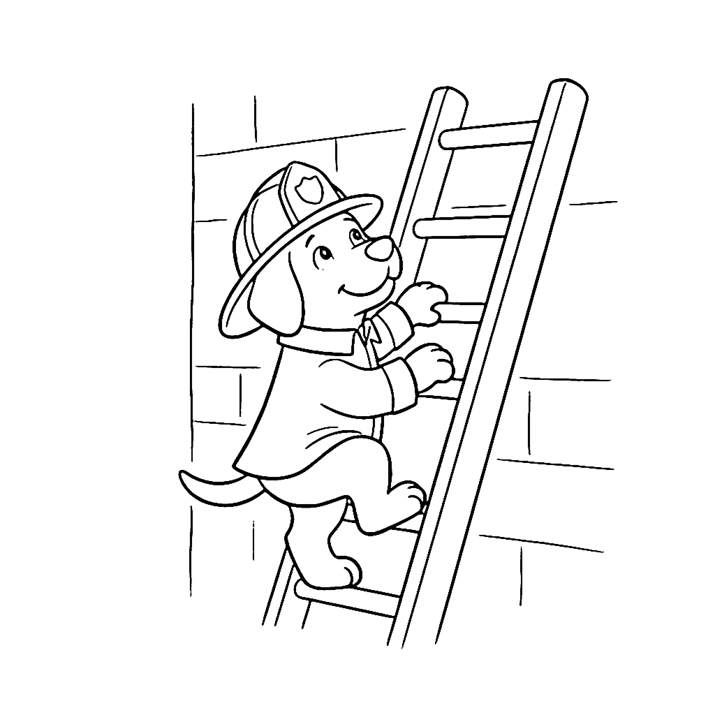 Rescue Ladder Dog coloring page outline