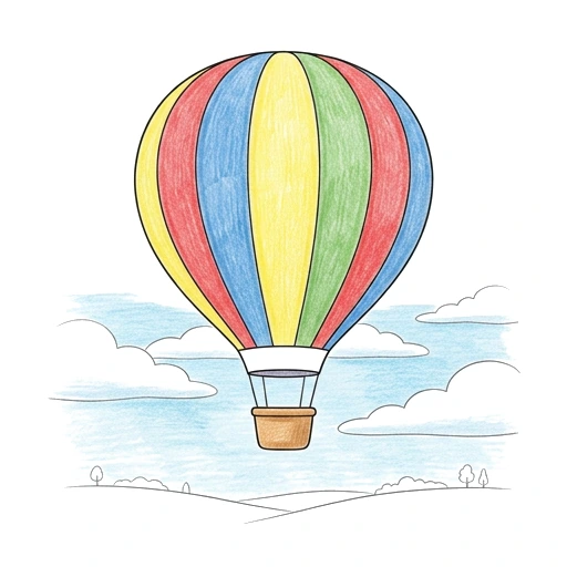Sunny Hot Air Balloon, colored example