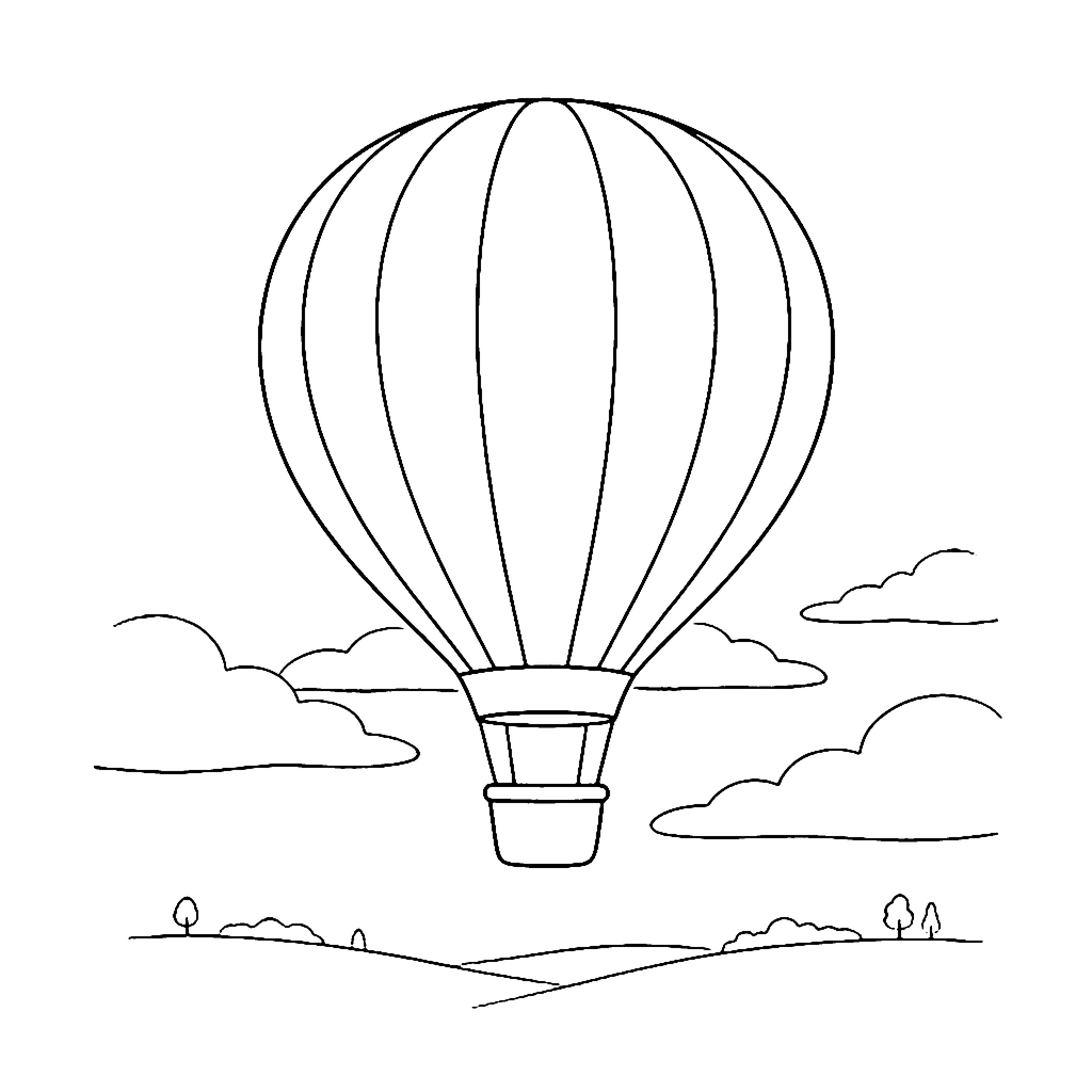 Sunny Hot Air Balloon coloring page outline