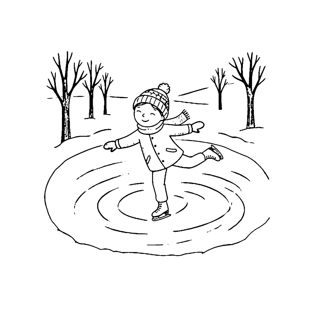 Ice Skater Spin coloring page outline