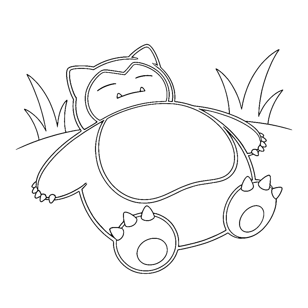 Bear coloring page: Snorlax Meadow Rest, outline to print