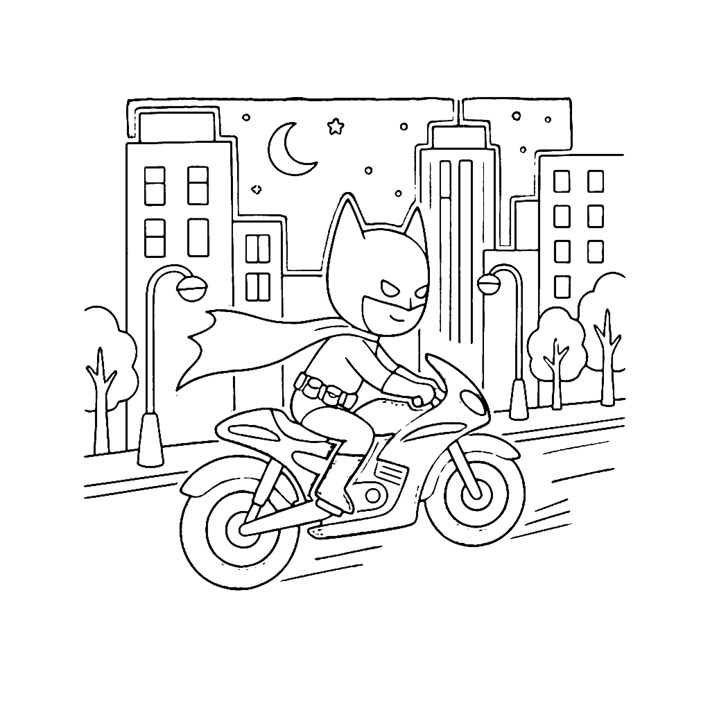 Night Hero Motorbike coloring page outline