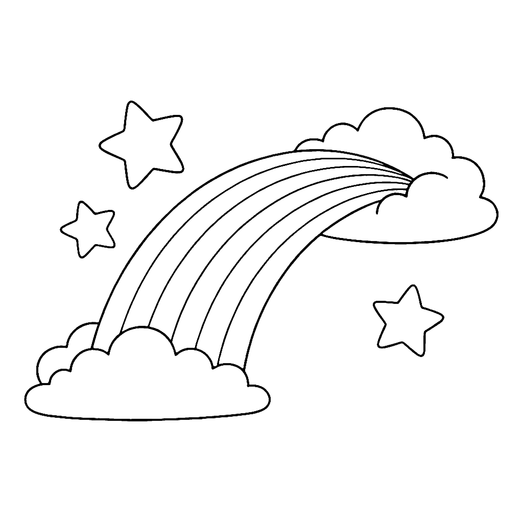 Rainbow coloring page: Rainbow Star Bridge, outline to print