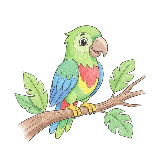 Parrot Jungle Branch, colored example
