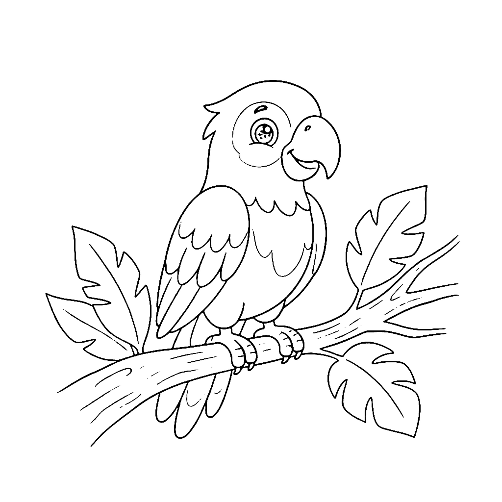 Parrot Jungle Branch coloring page outline
