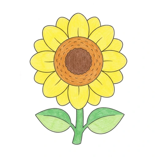 Sunflower coloring page: Sunny Sunflower, colored example