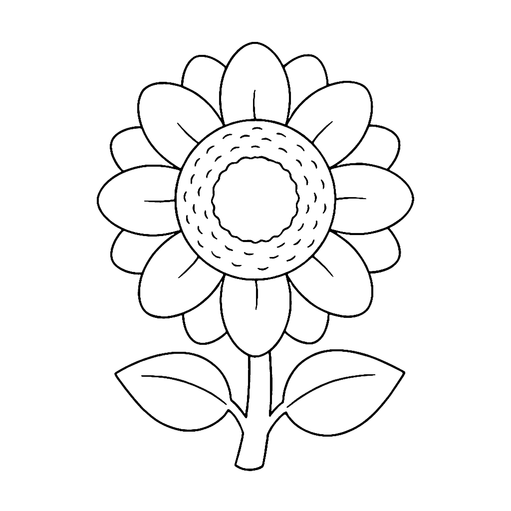 Sunflower coloring page: Sunny Sunflower, outline to print