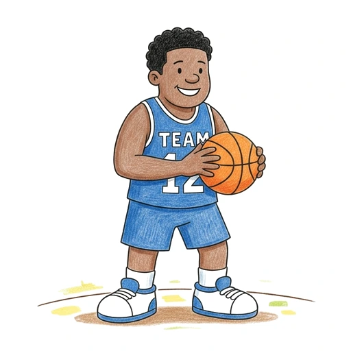 Basketball Player coloring page: Basketball Pass, colored example