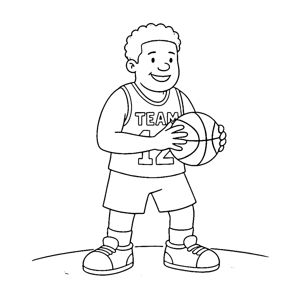 Basketball Player coloring page: Basketball Pass, outline to print