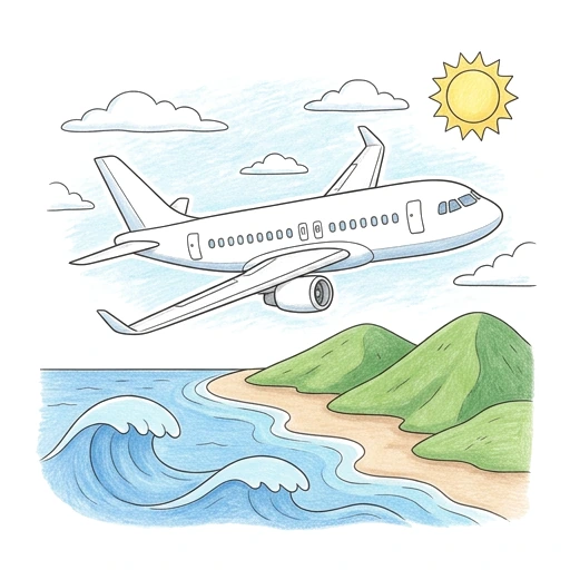 Jet Over Coast, colored example