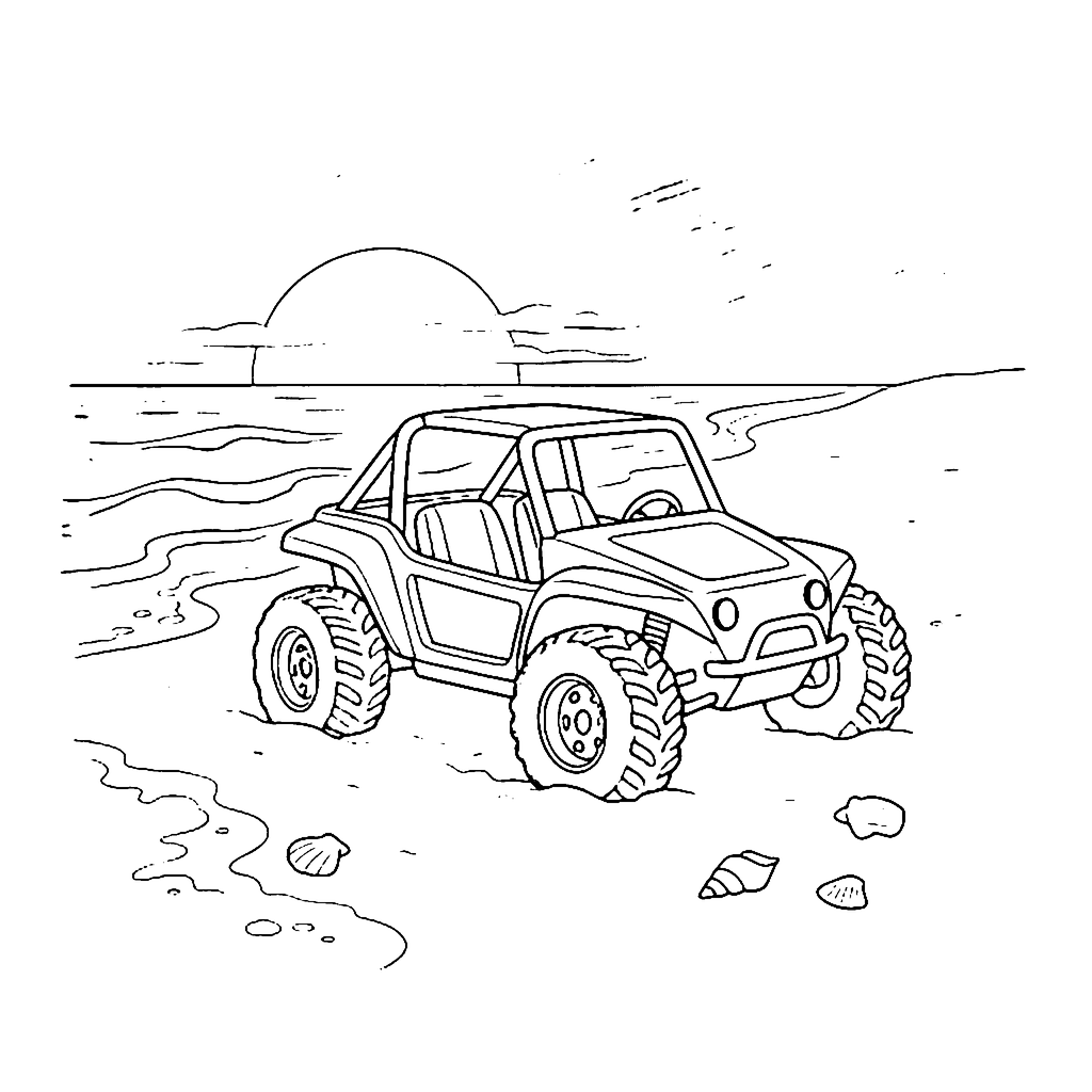 Beach Buggy Shore coloring page outline