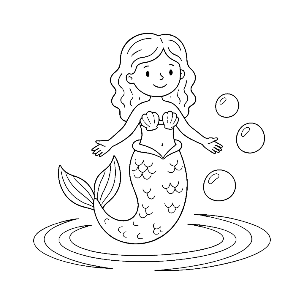 Mermaid coloring page: Mermaid Lagoon Float, outline to print