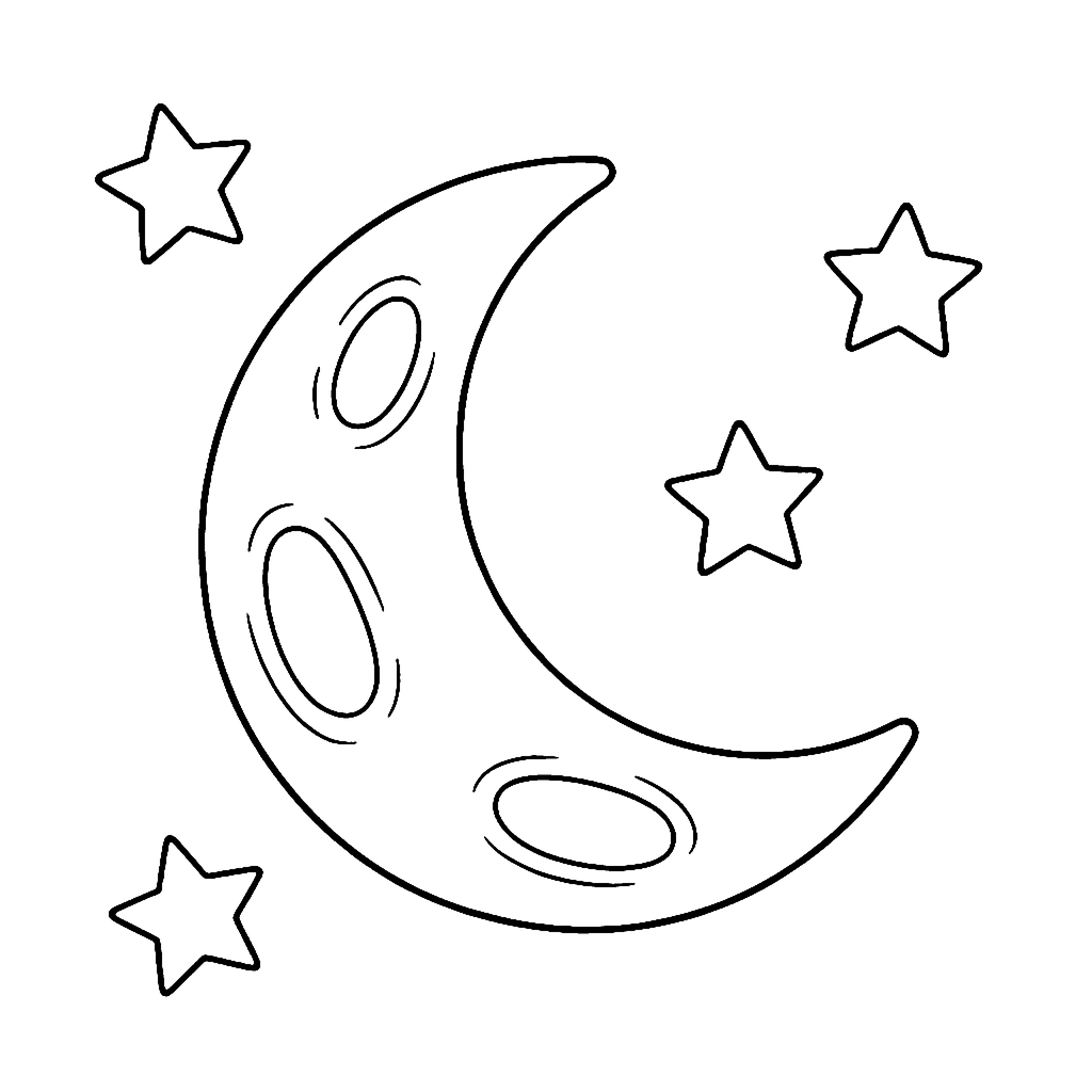 Moon coloring page: Moon Over Horizon, outline to print