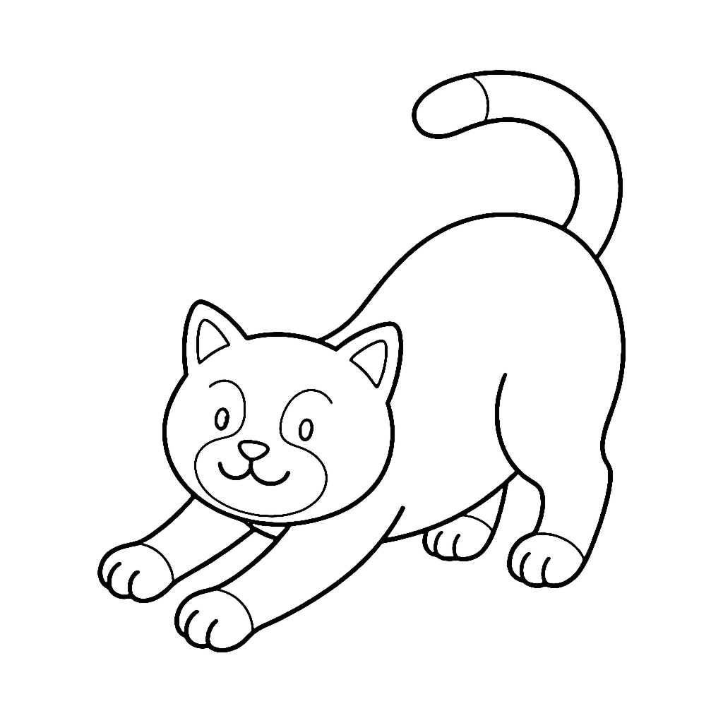 Cat coloring page: Stretching Cat, outline to print