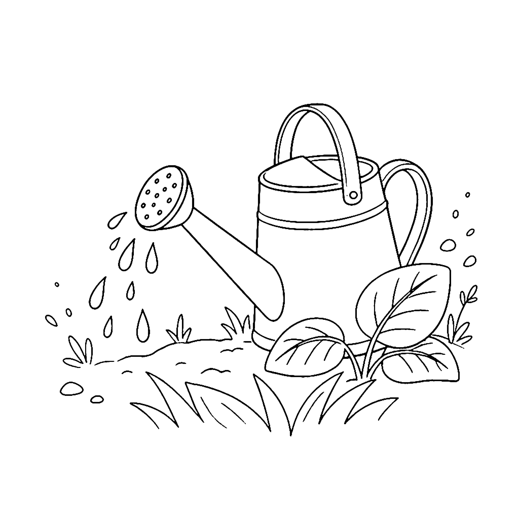 Garden Watering Can coloring page outline