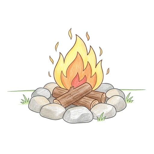 Campfire coloring page: Campfire Stones, colored example