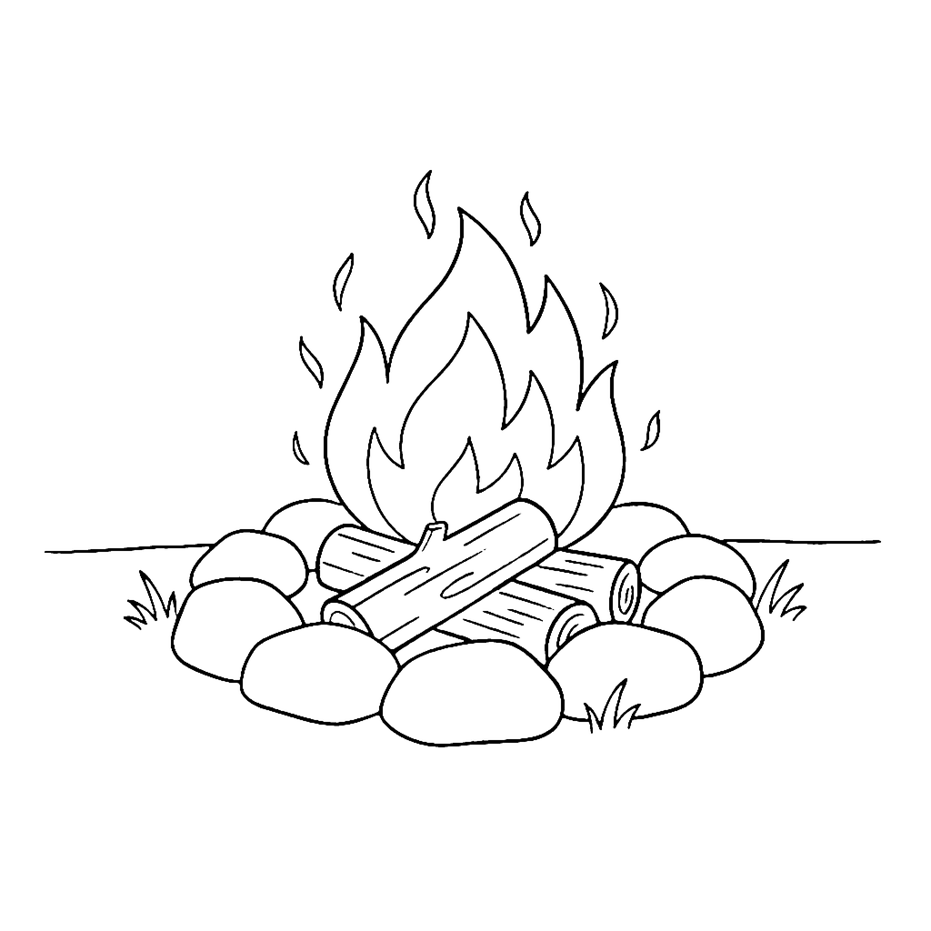 Campfire coloring page: Campfire Stones, outline to print