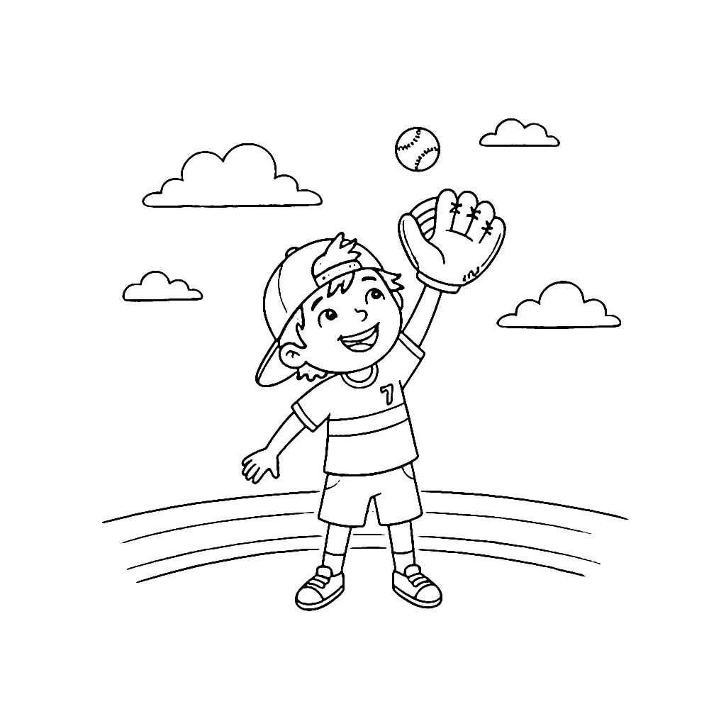 Baseball Catch coloring page outline