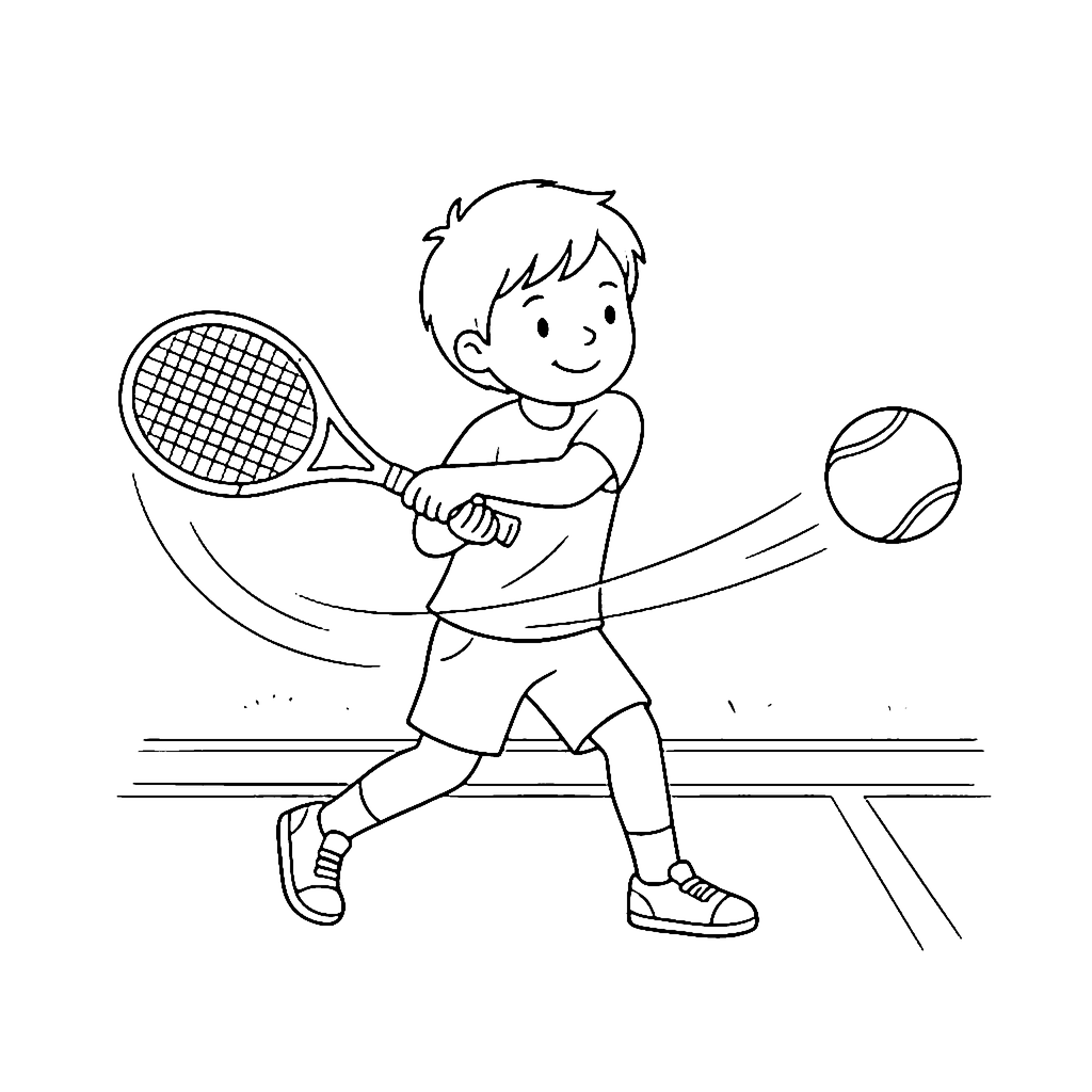 Tennis Player coloring page: Tennis Forehand Swing, outline to print
