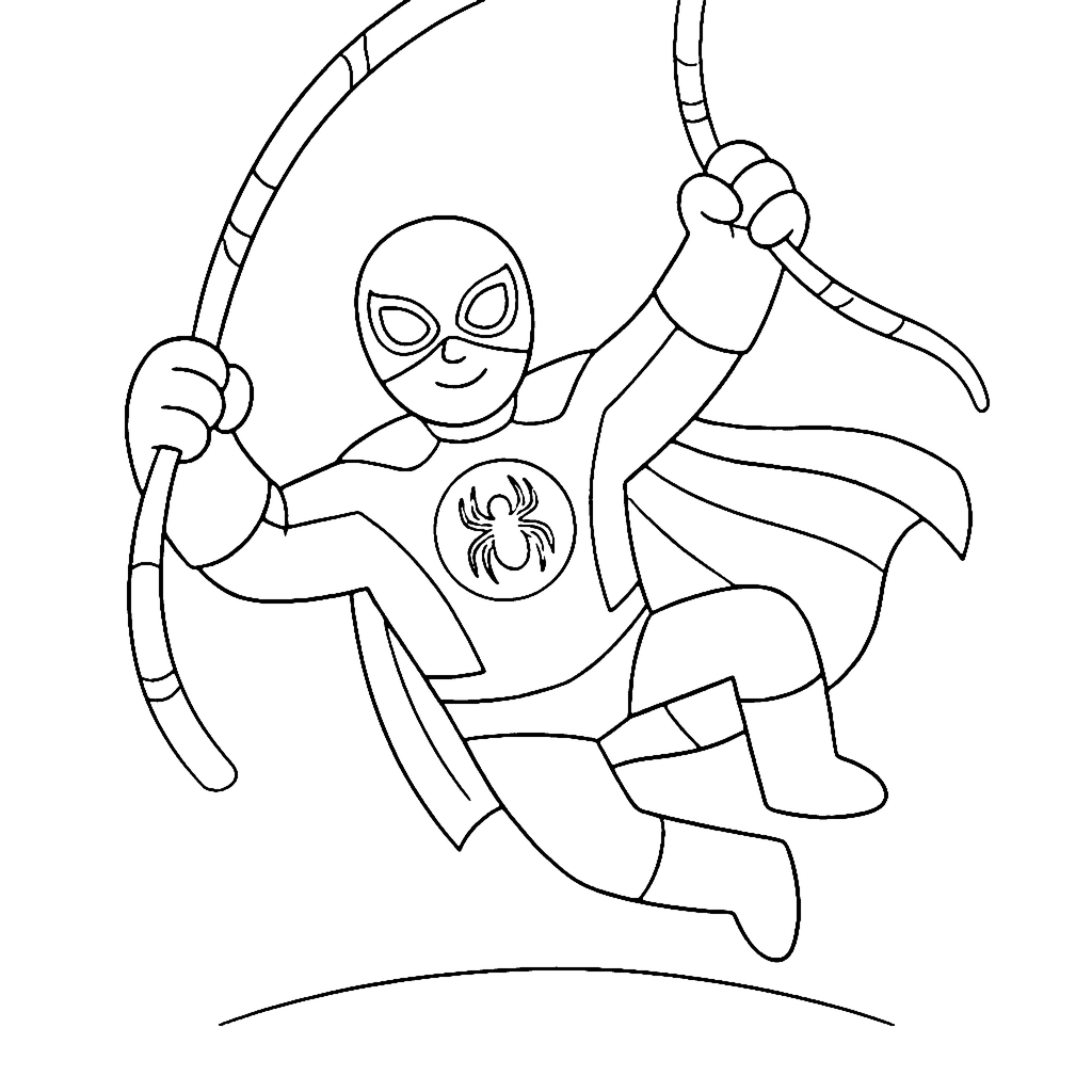 Superhero coloring page: Spider Hero Webline, outline to print