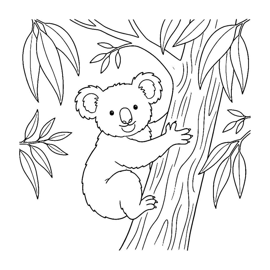Koala Tree Climb coloring page outline