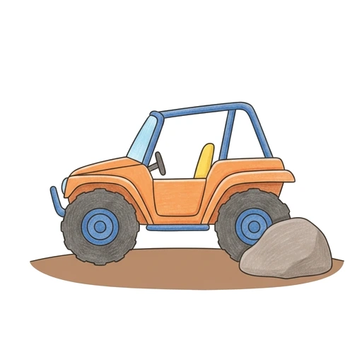 Dune Buggy coloring page: Buggy Desert Stop, colored example