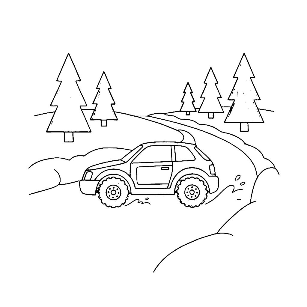 Snow Track Sprint coloring page outline