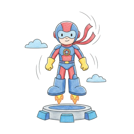 Rocket Boots Hero, colored example