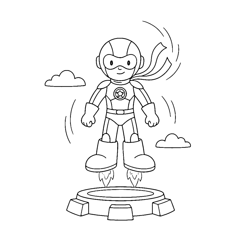 Rocket Boots Hero coloring page outline