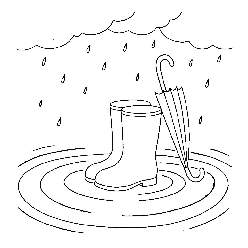 Rain Boot Puddle coloring page outline