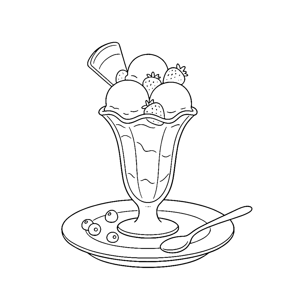 Strawberry Sundae coloring page outline