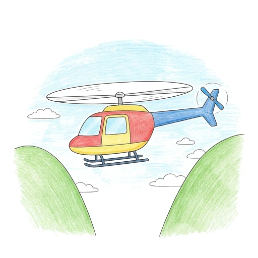 Helicopter coloring page: Helicopter Mountain Pass, colored example