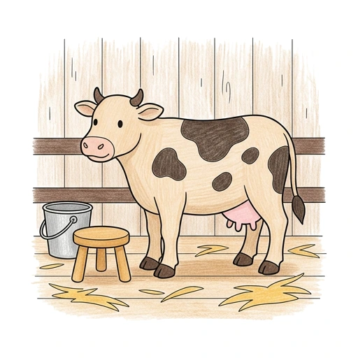 Cow Milking Time, colored example