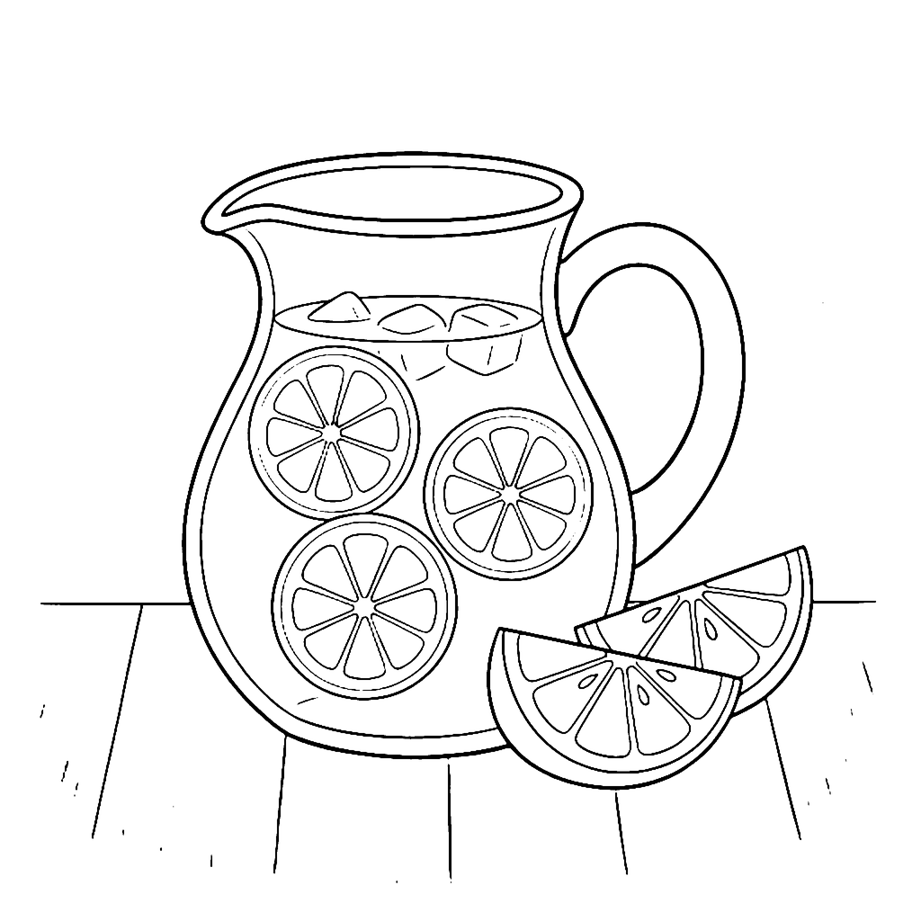 Fresh Lemonade Pitcher coloring page outline