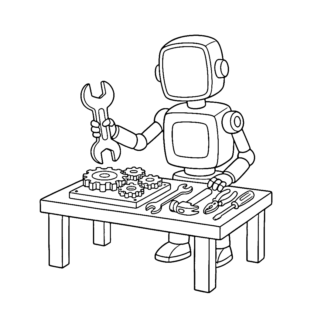 Robot Toolsmith coloring page outline