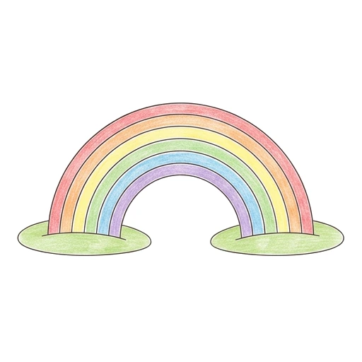 Rainbow coloring page: Rainbow Meadow Bridge, colored example