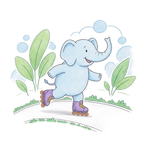 Elephant Rollerblades, colored example
