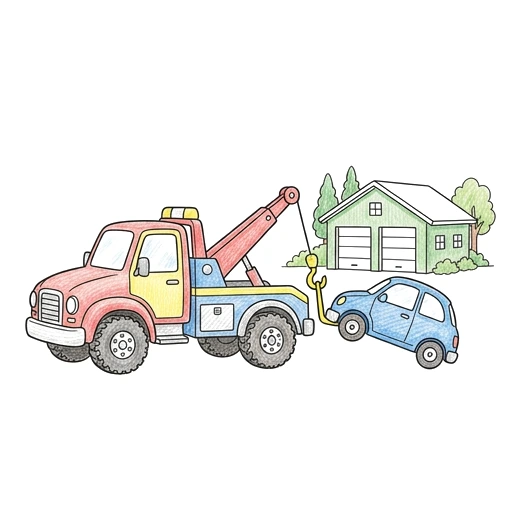 Tow Truck Garage Call, colored example