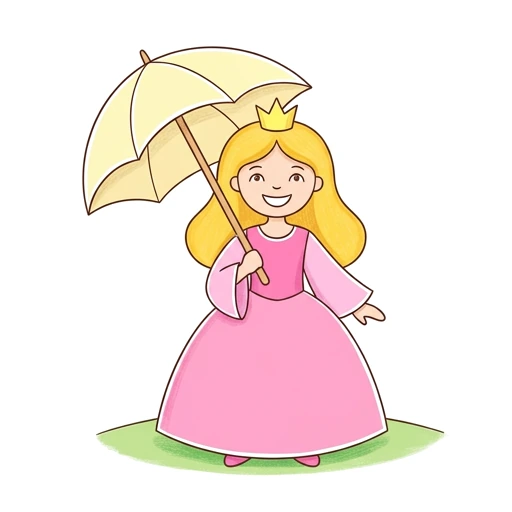 Princess coloring page: Princess With Parasol, colored example