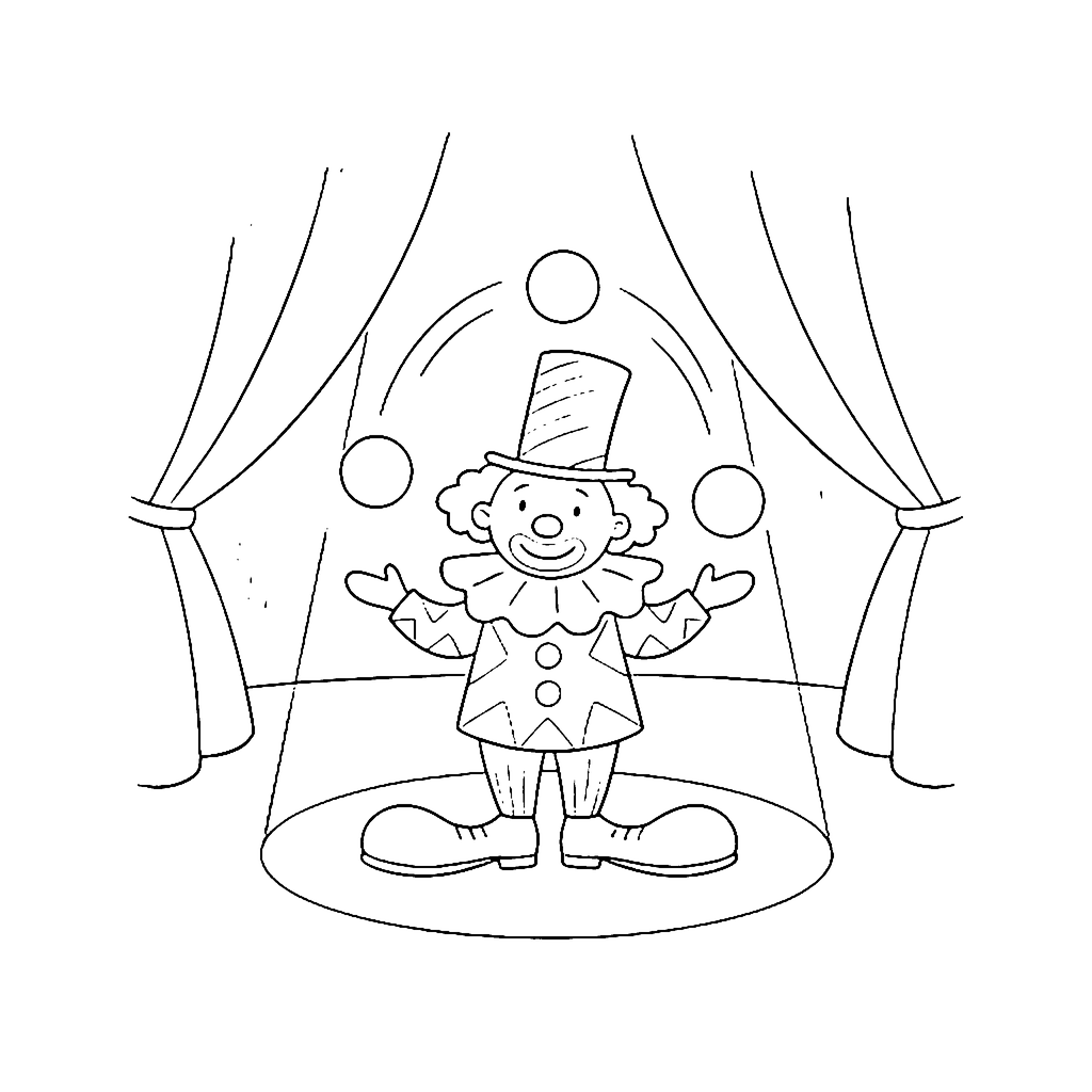 Juggling Clown Show coloring page outline
