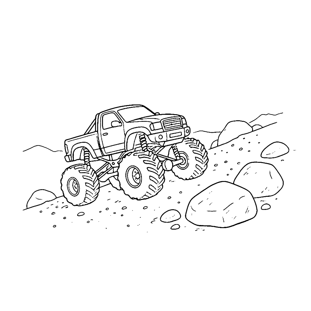 Monster Truck Quarry coloring page outline