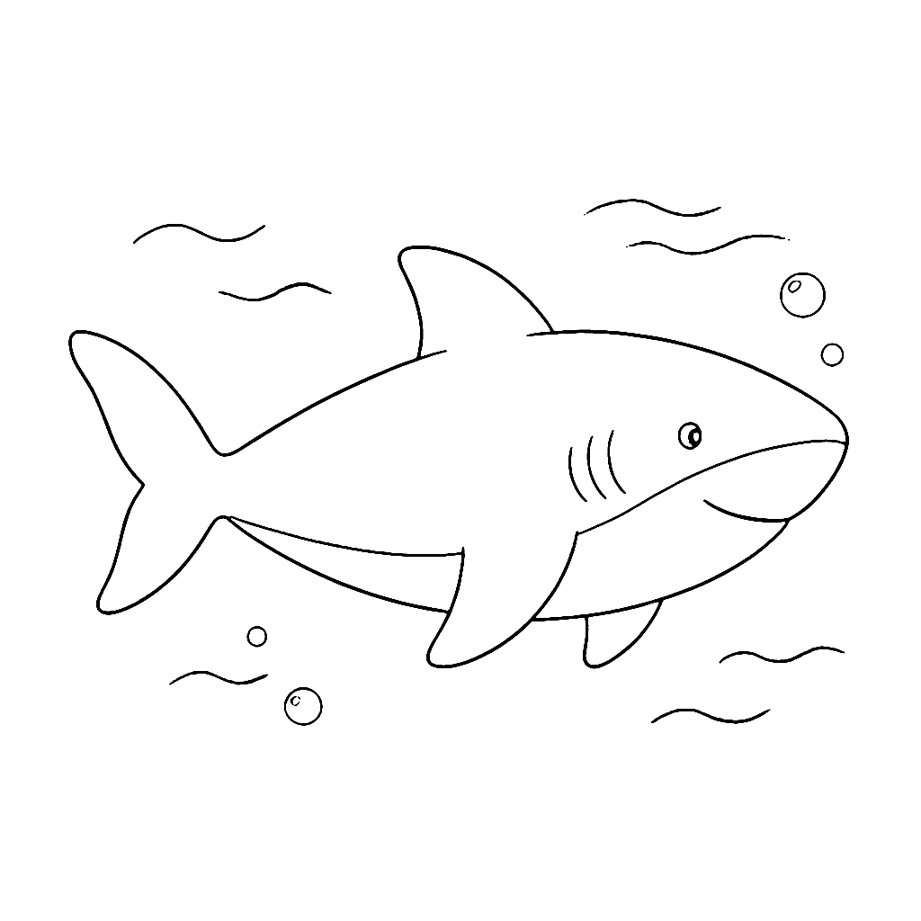 Shark coloring page: Big Shark Glide, outline to print