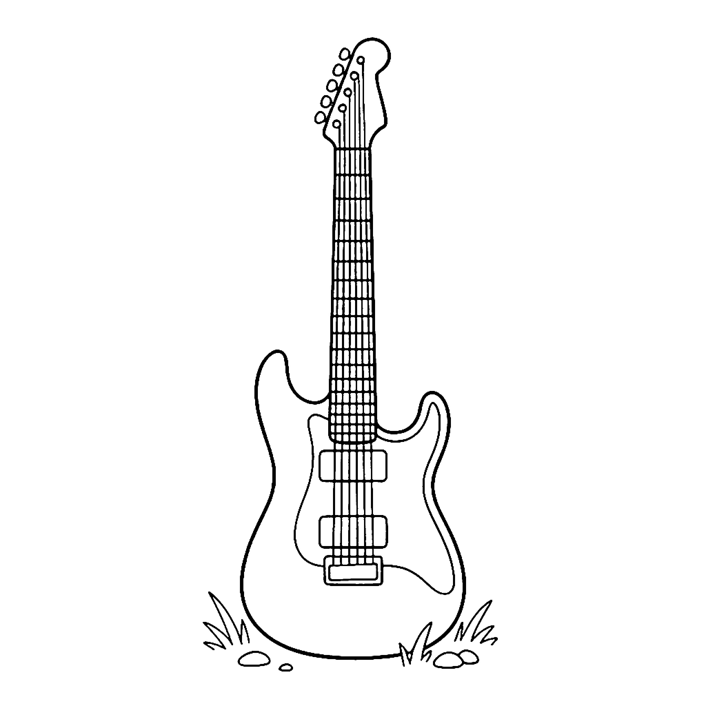 Electric Guitar coloring page: Big Electric Guitar, outline to print