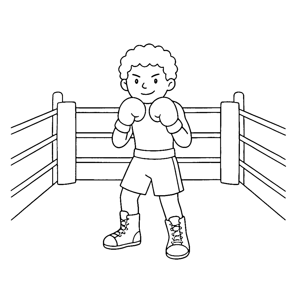 Boxing Ring Stance coloring page outline