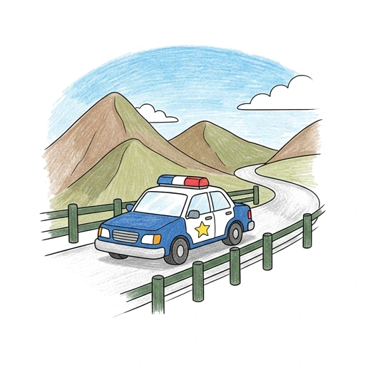Police Car Mountain Lookout, colored example